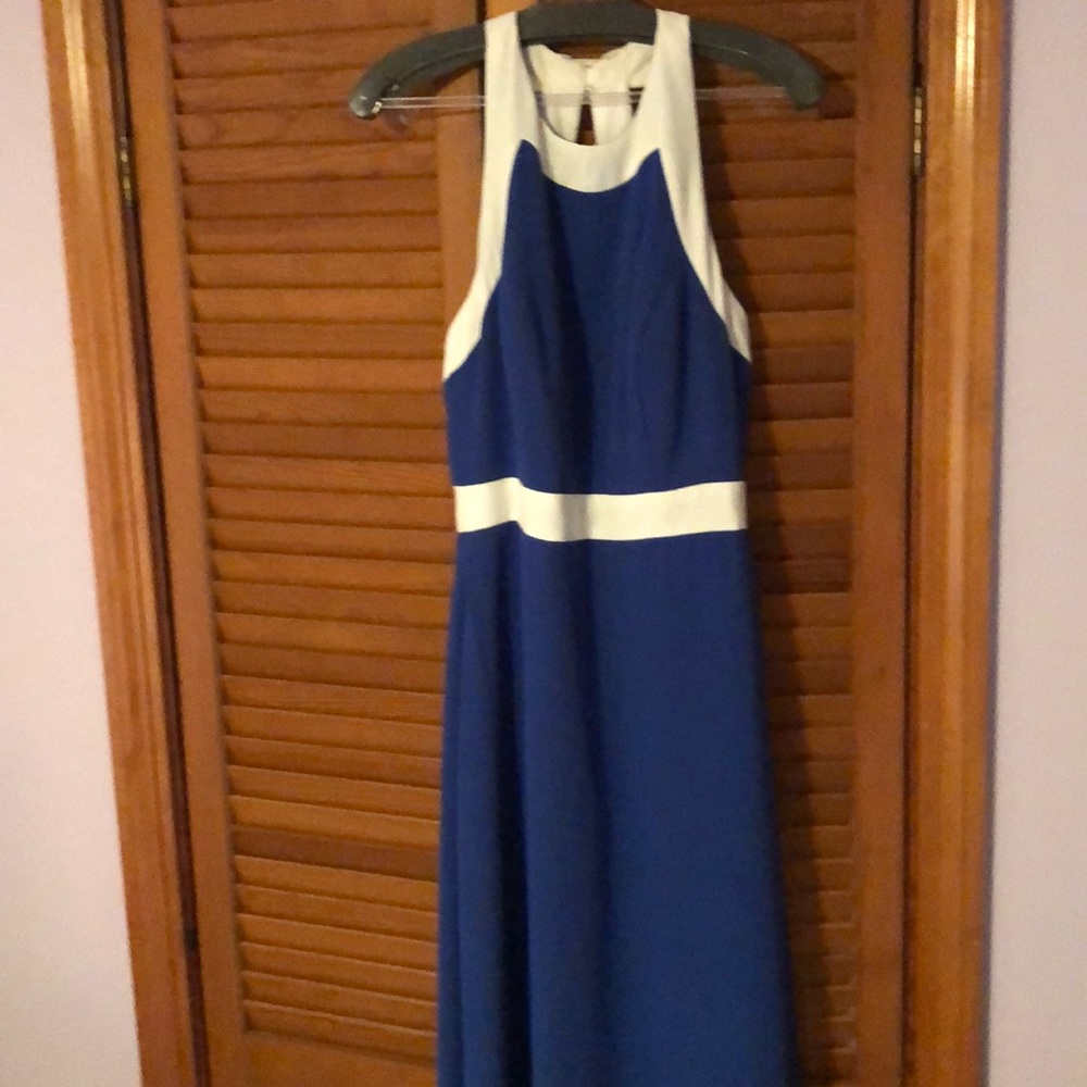 Blue and white gown